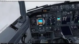 Prepar3D. PMDG 737 approach and landing with turbulence/wind shear and speed hint for decent.