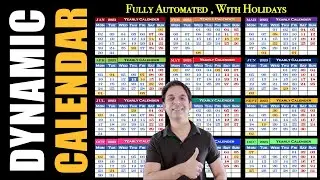 Fully Automated Dynamic CALENDAR in Excel / Dynamic Calendar