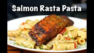 How To Make Jerk Salmon Pasta | Salmon Rasta Pasta Recipe 