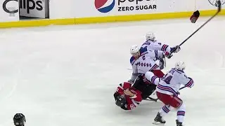 Timo Meier gets absolutely destroyed by Jacob Trouba with a HUGE hit