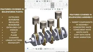 Motore a 4 cilindri in SolidWorks - Tutorial Completo