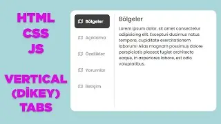 Html Css ve Javascript kullanarak Dikey Tab Uygulaması Yapımı | Vertical Tabs Bar with Javascript