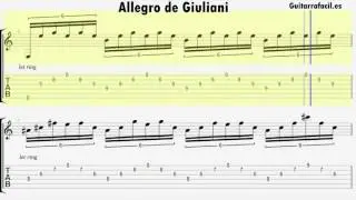 Allegro de Giuliani - Piezas para guitarra clásica (TAB y Partitura)