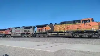 WB BNSF Z Train With BNSF Warbonnet In Daggett Ca! #bigbossrailfanner