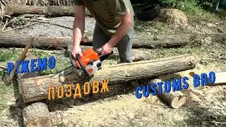 (Customs BRO) СЕРЦЕ ДУБА та Stihl MS 180 Поздовжній різ колоди
