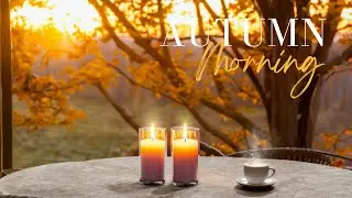 Autumn Morning Relaxation: Coffee shop music, Candlelit Table, Fall Foliage, and Cozy Coffee