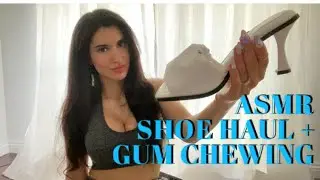 ASMR Gum Chewing Shoe Haul 👟 👠 👡 (Whispered Binaural)