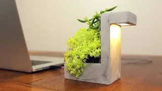 Kikkerland Design   Concrete Desk Lamp With Planter