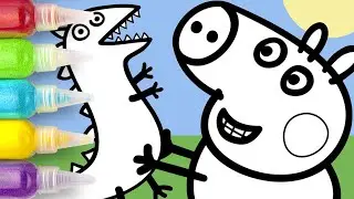 Coloring Peppa pig, George pig and Mr. Dinosaur | Peppa pig coloring videos