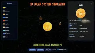 3D Solar System Simulator using HTML, CSS and JavaScript 