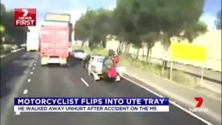 MOTORCYCLIST LANDS IN UTE (Luckiest Man Alive) Viral Facebook Videos #1