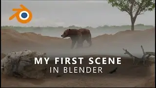 Bear scene in blender 3d. Landscape