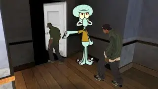 Squidward kicking out the homies out of CJ's house