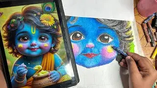 Krishna drawing, face colouring tutorial.. 