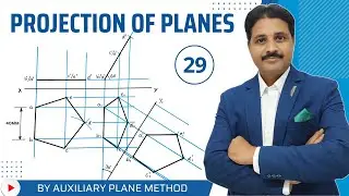 PROJECTION OF PLANES SOLVED PROBLEM 29 IN HINDI IN ENGINEERING DRAWING @TIKLESACADEMYOFMATHS
