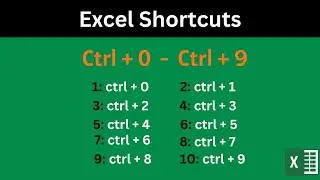 Shortcut Keys in Excel from ctrl + 0 to ctrl + 9 