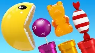 Learn Colors With 3D Lollipops And Pacman For Kids, Toddlers | Learn Colours 3D Pacman Lesson 2
