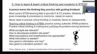 Engaging students to develop creativity and critical thinking skills