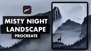 Misty Night Landscape Animation in Procreate (#Shorts)