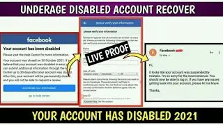 Your Account Has Been Disabled in Error Problem Solution| Underage Facebook Disabled ID Recover 2021