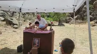 Jerry Fillingim speaking at his mother's memorial.