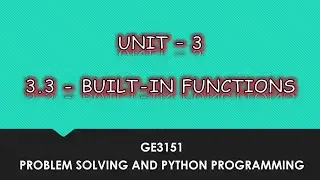 Built-In Functions In Python | Tamil | UNIT-3 CSE | P12 | 