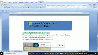 numpy array  part 3 accessing and slicing  in python by Monika, PGT(CS)