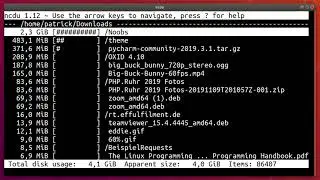 Filesize overview using ncdu in Ubuntu