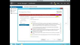 How to solve the prerequisite issue on Windows server 2012 r2 in Active Directory with DNS