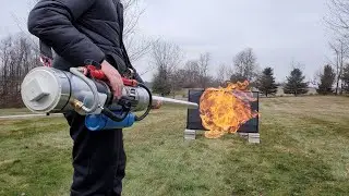 I Blast A 60" TV With A 7 Foot Propane Powered Potato Cannon!