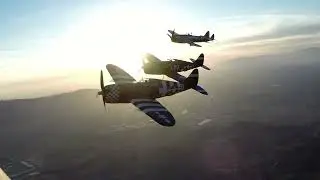 P-47 Formation Flight Air to Air - Planes of Fame Airshow 2014