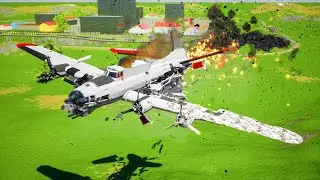Lego Planes Fly In Giant FIREWALL! Lego Plane Crashes and Lego Airplanes Falls! (Brick Rigs) #50