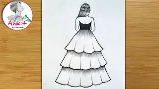 How to draw a girl in beautiful dress / Girl Drawing / Dress Drawing / Pencil Sketch / Art