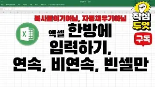 엑셀 연속범위, 비연속범위, 빈셀범위에 한번에 데이터 입력하기