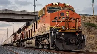 ¡Arranque de Tren Granelero al Anochecer! | BNSF 7876 sur