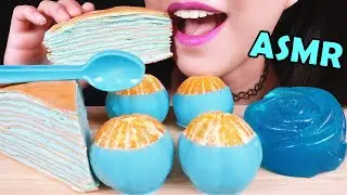 ASMR CREPE CAKE, CHOCOLATE COVERED FRUIT, JELLO JELLY 크레이프 케이크 젤리 먹는 숟가락 먹방 ミルクレープ, ゼリーを食べる音 咀嚼音 吃播