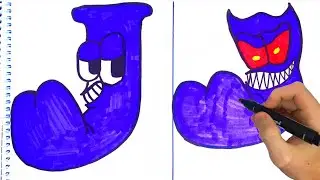 How to draw Alphabet Lore easily |  Original and Nightmare |  Draw letters easily |  Draw J