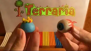 ТЕРРАРИЯ ИЗ ПЛАСТИЛИНА🌳 Лепим Глаз Ктулху и Короля Слизней из пластилина 👑/Terraria tutorial