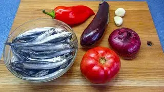 Салат из Хамсы или Селёдки с печеными овощами в сковороде. По Крымскому рецепту. Плюс закуска.