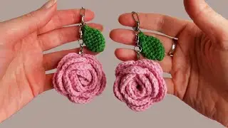 How to Crochet a Rose! Knitted Keychain! Victoria Knits