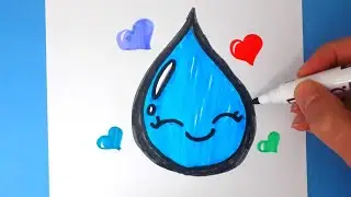 Sevimli Su Damlası Nasıl Çizilir💦Çok Kolay Su Damlası Çizimi😍Kolay Çizimler-Nasıl Çizilir!!!