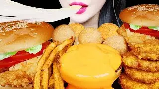 ASMR KFC FRIED CHICKEN, CHICKEN BURGER, NUGGETS, MAC AND CHEESE BALLS 햄버거, 치킨 먹방 EATING SOUNDS