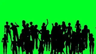 crowd of people cheerful cheering  on green screen