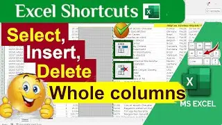 Excel Shortcut |Select-Insert-delete entire column(s)| Sample data: Lady Gaga movies Joker/Gucci