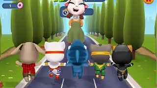 Talking Tom Gold Run🌈🌳& Squid Doll Angela- Run and win
