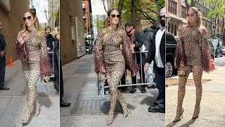 Jennifer Lopez is promoting the action film The Mother in New York.