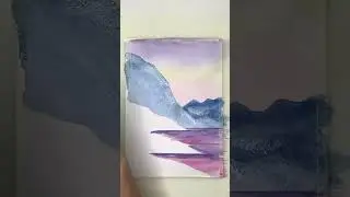 Violet watercolor landscape easy 💜💜💜