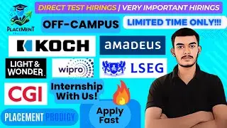 Direct Test | OFF Campus Drive | Koch, CGI, amadeus | 2021, 2022, 2023, 2024 Batch | Jobs