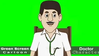 Green screen cartoon actor.Green screen cartoon Doctor Animation.Green Screen Cartoon Character.