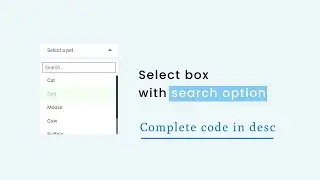 Custom select box with search bar using HTML, CSS & JS || complete code
